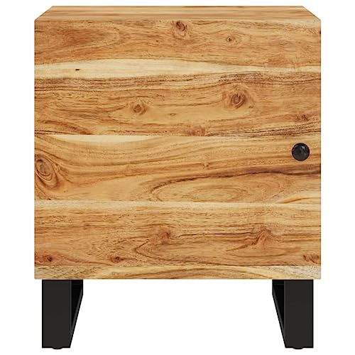 Table de chevet en bois d'acacia avec porte réversible modulable - 4