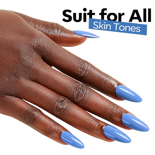 Image of modelones Azure Blue Gel Nail Polish Blue Gel Polish Soak off LED Pastel Solid Nail Gel Polish Nail Art Manicure 15 ML