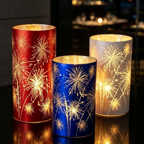 Set of 3 Celebration Hurricanes 3D Starburst Flameless Firework Lights