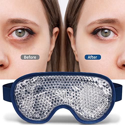 2 peças de máscara refrescante para os olhos com contas de gel, compressa fria reutilizável, compres