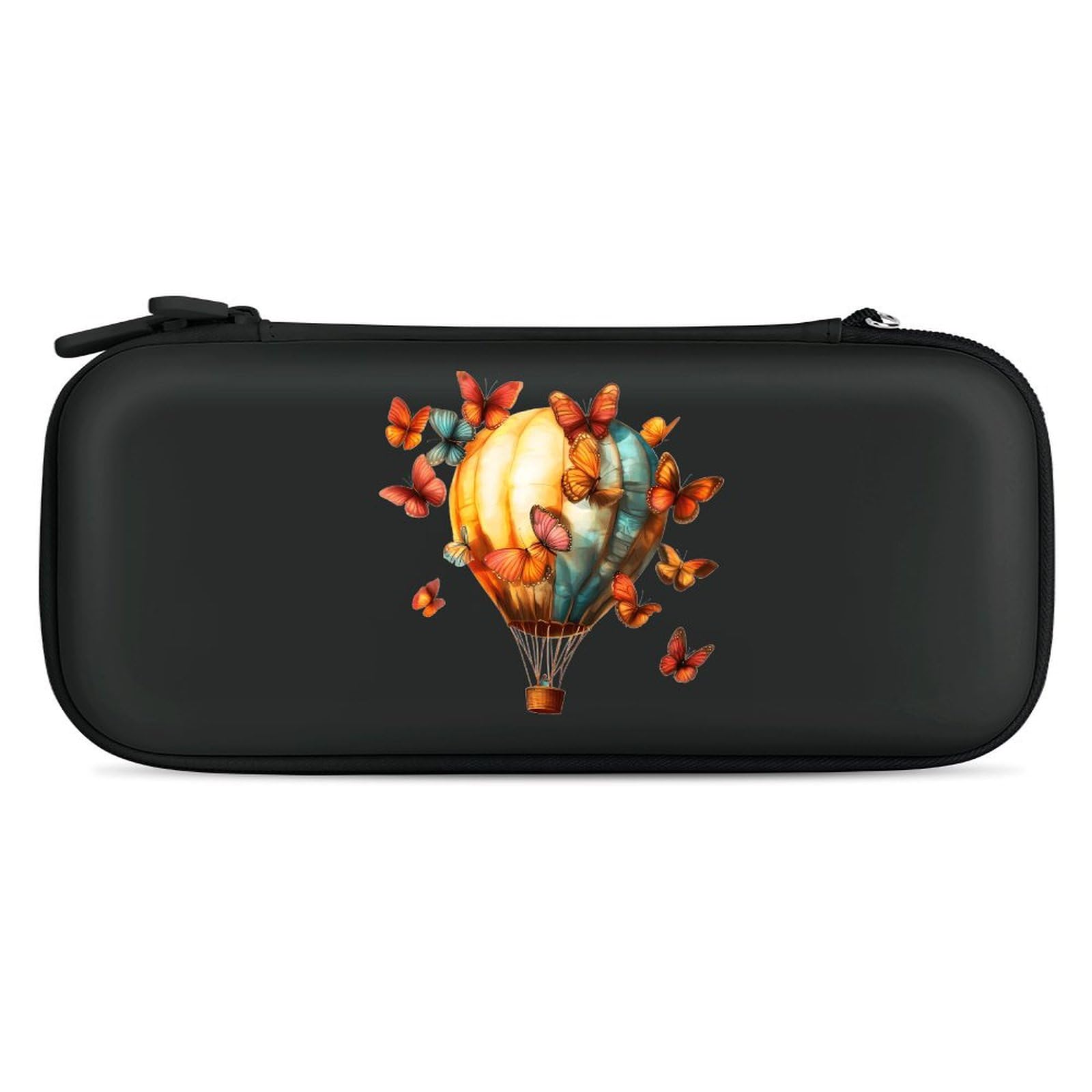 Butterfly Hot Air Balloon Compatible with Switch Carrying Case Hard Travel Game Bag Pouch with 15 Games Accessories Black-style