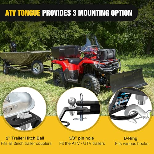 Image of Nilight ATV /UTV Three-Way Hitch with 2 Inch Ball 3500lbs 3 Trailer Hitch Ball Mount Lawn Mover Hitch ATV UTV Trailer Hitch Adapter, 3 inch Drop /Rise, 3 Mounting Options