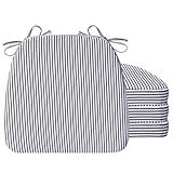 AAAAAcessories D-Shaped Chair Cushions, Featuring Ties and Removable, Machine-Washable Cover, 2'' Thick Seat Pads for Kitchen and Dining Rooms, 17'' x 16'', Set of 4, Pinstripe Dark Gray