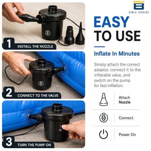Image of Btag Portable Electric Air Pump | Fast & Efficient Inflator for Car Tires, Bikes, Balls & Inflatable Products
