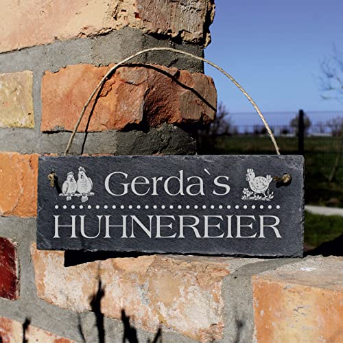 Hühnereier mit Wunschnamen Schild Schiefer graviert Eier Hühner Stallschild Türschild Hühnerstall Eierverkauf Henne 22 x… – Bild 4