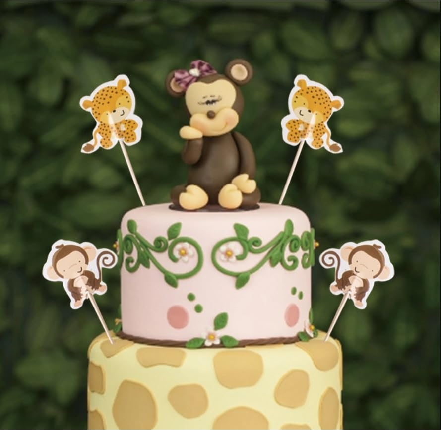 Firefly Animal 24 Nakładki na babeczki Zwierzę Zoo Safari Baby Shower Dekoracje Impreza Ciasto Dekorowanie Materiały Pierwsze Urodziny Dekoracje Dzieci Pieczenie Materiały