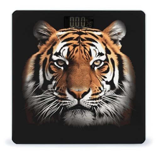 Báscula de baño digital Tiger Face con vidrio templado y pantalla LCD