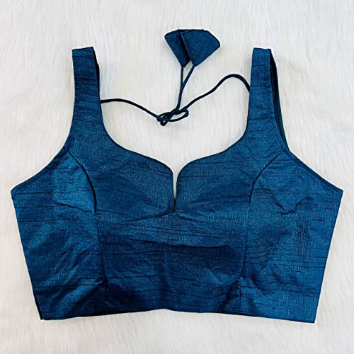 Image of Pujia Mills Women's Heavy Phantom Silk Bollywood Style Sleeveless Trendy Blouse(Veda)