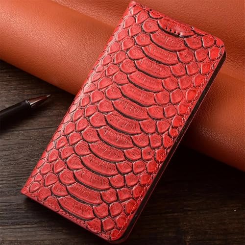 Étui à rabat magnétique iPhone 15 Pro Max clapet en cuir rouge