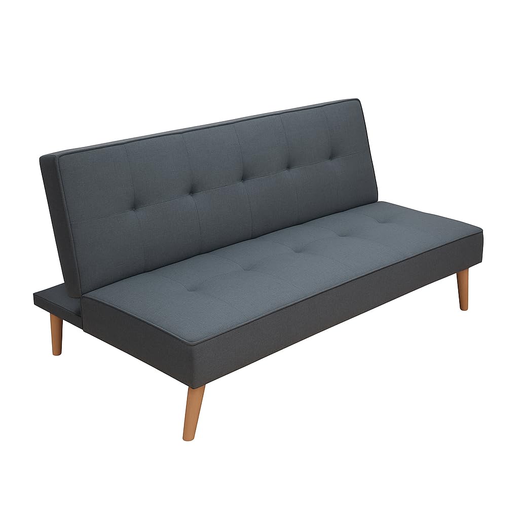 SHIITO | Sofá Cama Norden Moderno, Tapizado Gris, Sistema Clic-Clac, Diseño Escandinavo, Patas de Madera, 188x88x88 cm