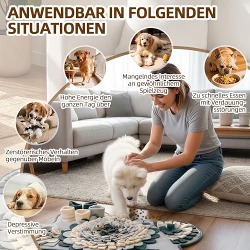 Schnüffelteppich Hund, Interaktive Suchspiel Futtermatte, Langsamfü, Hundes bereichern, Anti Rutsch Waschbare Schnüffelmatte – Für Welpen und Mittelgroße Hunde(64 x 40cm)