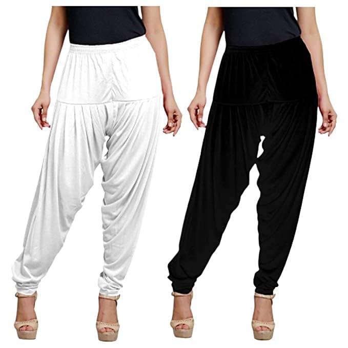 Ultra Soft Rayon Viscose Solid Attractive Pleated Pattern Casual wear Patiala Pants for Womens - Pack of 2 pcs-picture-17