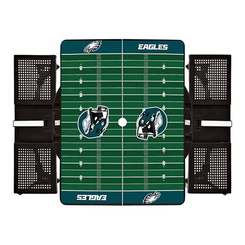 Image of PICNIC TIME NFL Picnic Table Portable Folding Table with Seats and Umbrella