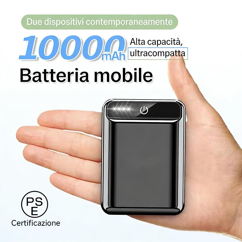 Power Bank 10000mAh: Ricarica rapida tripla, display LCD, compatto e sicuro. Perfetto in movimento.(oro rosa)