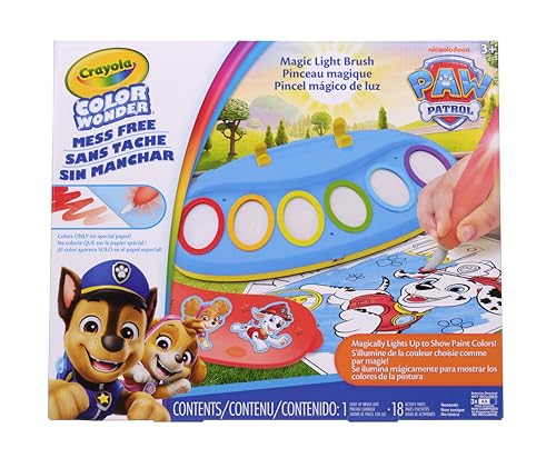 Image of Crayola PAW Patrol Color Wonder Magic Light Brush - Mess Free Painting Kit for Kids with Lightup Brush, Gift for Toddlers, Preschool Art Activities, Ages 3+