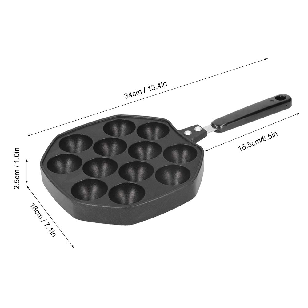 Fdit Aluminium Takoyaki-Pfanne, 34x18x2.5cm 12 Hohlräume Oktopus Kugeln Maker Oktopus-Kugeln Eierpuffer-Backform Werkzeuge für das Kochen zu Hause