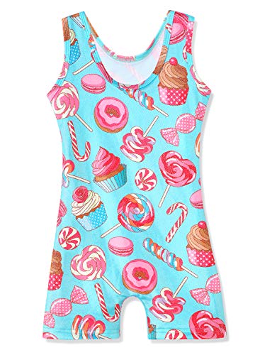 Image of HOZIY Gymnastics Leotards for Girls with Shorts Toddlers Biketards Rainbow Unicorn Dinosaur Mermaid Leopard Flower Galaxy