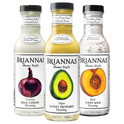 Briannas Salad Dressing 355ML Bundle (Creamy Blue Cheese, Dijon Honey Mustard, Rich Poppy Seed) - Pack of 3
