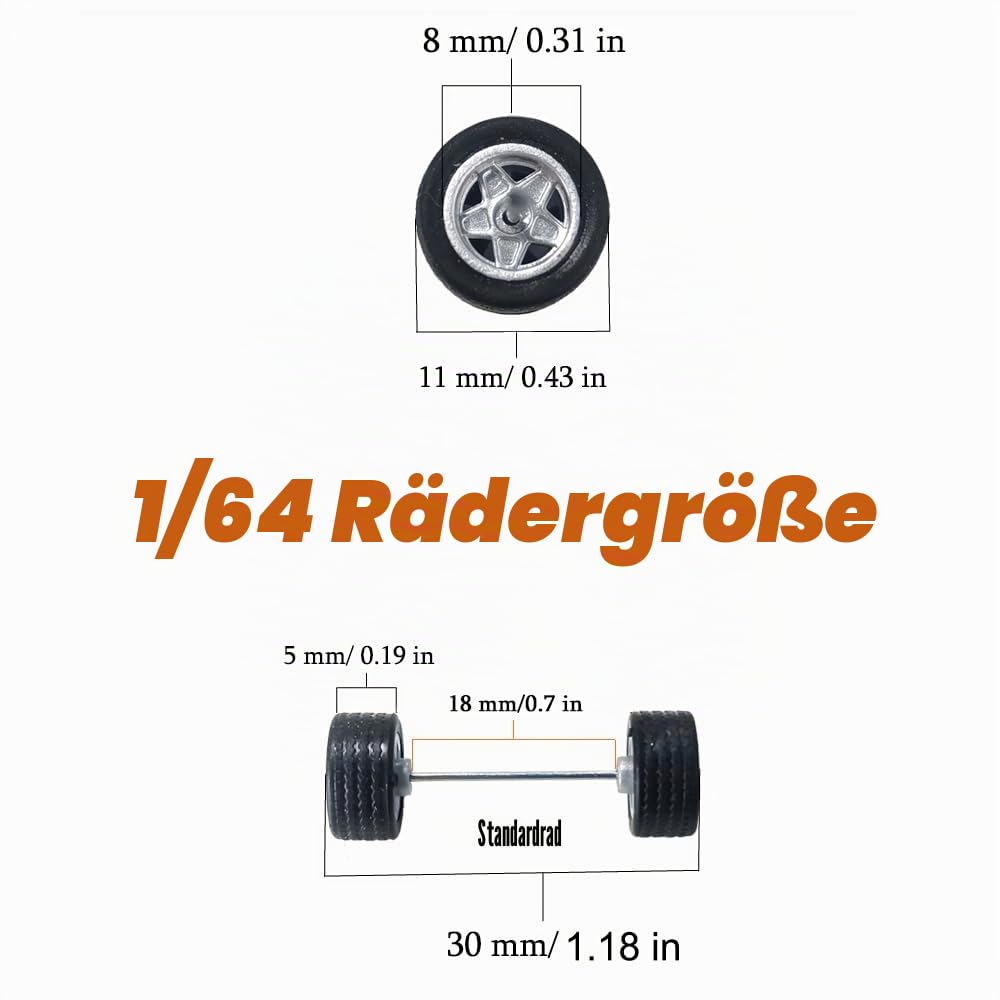 WAVEIST Hot 1/64 Räder für Druckguss-Modellauto-Fahrzeuge (10 Sets in 1 Box), geeignet für Autokultur-Sammler, modifizierte Sets, Ersetzen der Hauptlinie, echte Fahrer