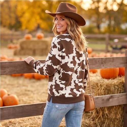 Polka Dot Sweatshirt for Women Color Block Crewneck Sweatshirt No Hood - image 3