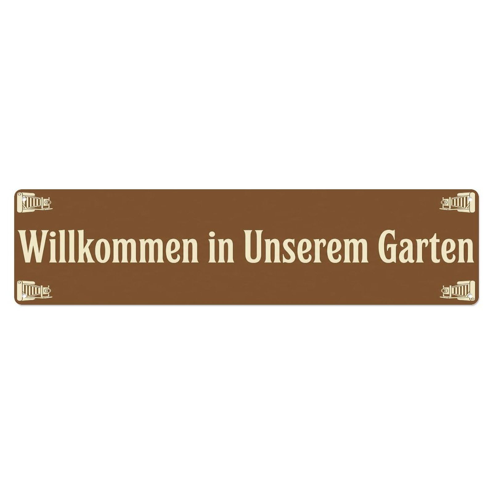 Odgynaw 4X16inch(10X40cm) Vintage Welcome To Our Garden Sepia Metal Tin Sign