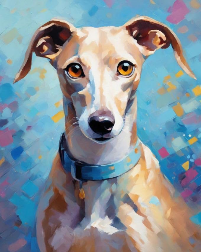 ZMHZMY Kit per dipingere con i numeri, levriero italiano, pittura con i numeri, per adulti, kit regalo fai da te, pre-stampato, 40 x 50 cm, senza cornice