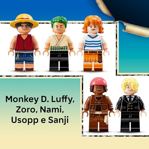 ONE PIECE La Nave Pirata Going Merry - Modello di Barca Giocattolo da Esposizione con 5 Minifigure tra cui Luffy, Zoro e Nami - Regalo per Bambini, Bambine e Fan degli Anime da 10 Anni - 75639 - Lego - Immagine 6