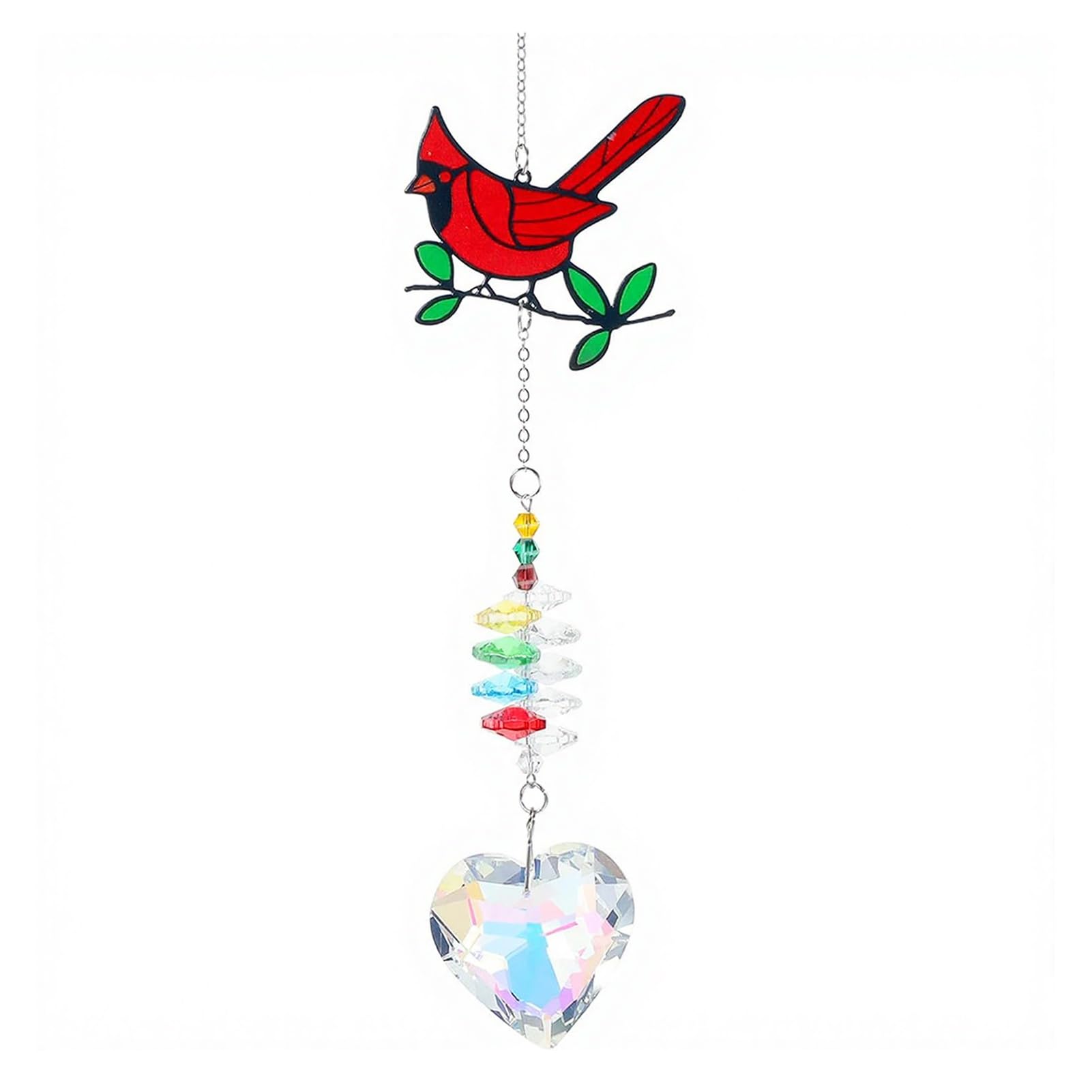 RetroNest Red Bird Suncatcher,Faux Crystal Hanging Ornament For Window Garden,Prism Heart Pendant Rainbow Maker Decorative Colorful Pendant 43cm Home Outdoor Decor [object Object]