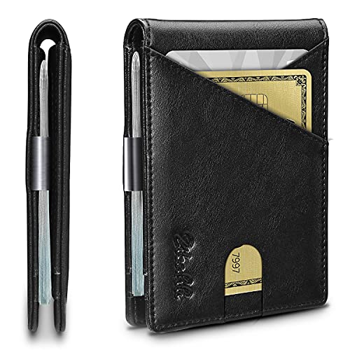 Image of Zitahli Slim Wallet for Men,RFID Blocking Leather Bifold with Money Clip | Minimalist Front Pocket Design, Holds 12 Cards, RFID Protection, Gifts for Men on Birthdays, Father's Day, and Christmas