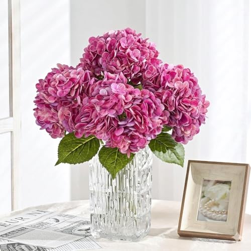 Image of CURATED CART Hydrangea Artificial Flowers with Stem, 1 Stick for Home Decor, Party, Living, Office Table, Realistic Look, Fake Flowers, 12 Inch, Light Green