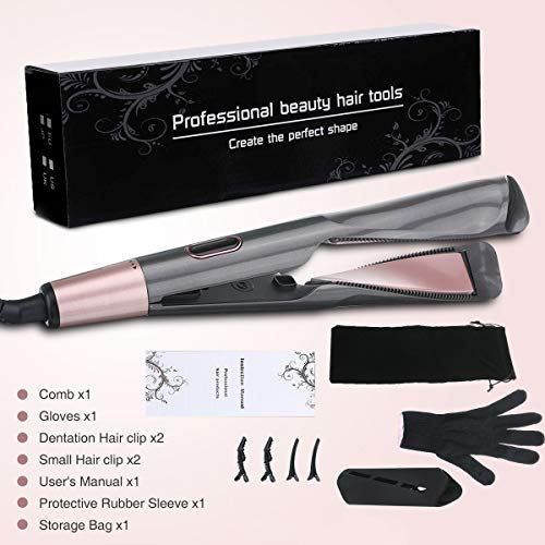 8 Sets LIUMY Professional Salon Hair Straightener and Curler 2 in 1, Tourmaline Ceramic Twisted Flat Iron, with LCD Digital Display, Adjustable Temp and Auto Shut-Off, Suitable for All Hair Quality.