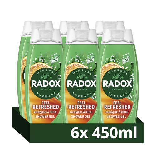 Radox Mineral Therapy Feel Refreshed Body Wash shower gel with a eucalyptus & citrus fragrance for a refreshing shower experience 6x 450 ml