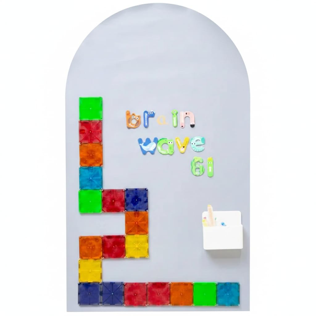 Magnetic Playwall for Kids | Wall-Mounted Interactive Learning Board (Accessories Not Included) (Gray, Magnetic Board)-image-44