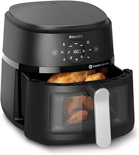 PHILIPS Air Fryer NA231/00 with touch panel, uses up to 90% less fat, 1700W, 6.2 Liter, with Rapid Air Technology (Black),Cooking window, Extra Large