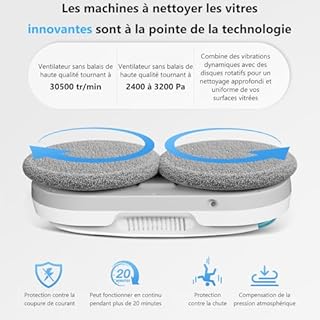 HIXZAP Robot Lavavetri,2400-3200pa Robot Lavavetri Automatico con Doppio Getto D'acqua,3 Modalità di Pulizia,Rilevamento Intelligente dei Bordi,Telecomandoe 13 Panni