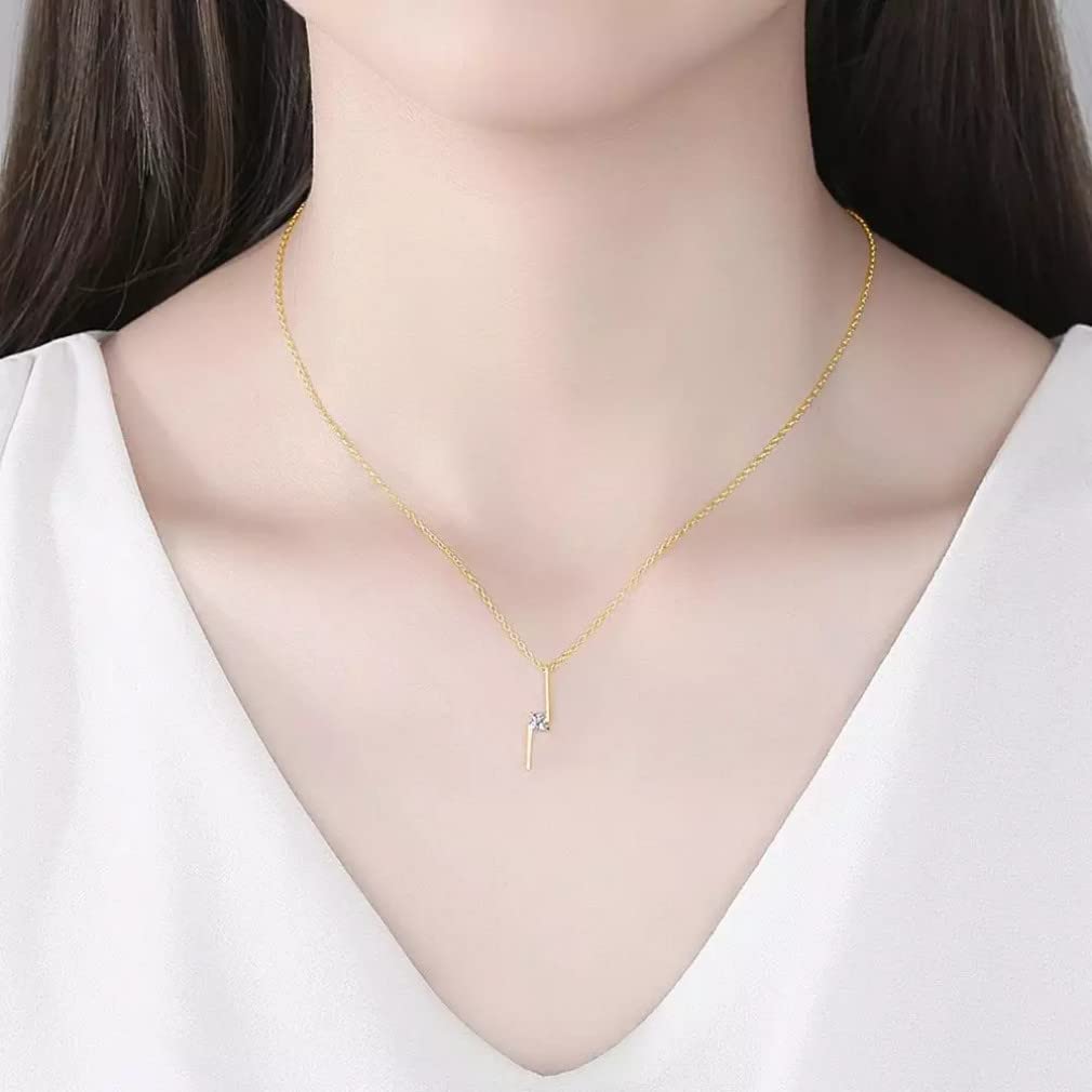 Collana con Ciondolo a Catena in Argento Sterling Collana con Lettera Quadrata in zirconi cubici per Donna Regali di Natale