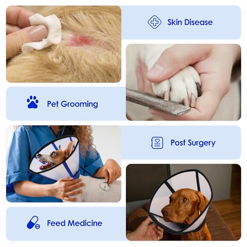 Image of Soft Dog Cone Collar Post Surgery, Detachable Dog Plastic Cone and Padded Neck Cover to Stop Licking, Recovery Elizabethan Collar for Small, Medium & Large Dogs