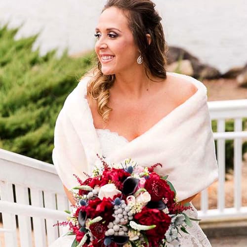 Women’s Bridal Faux Fur Wraps and Shawl Wedding Faux Fur Stole Cape for Bride and Bridesmaids2