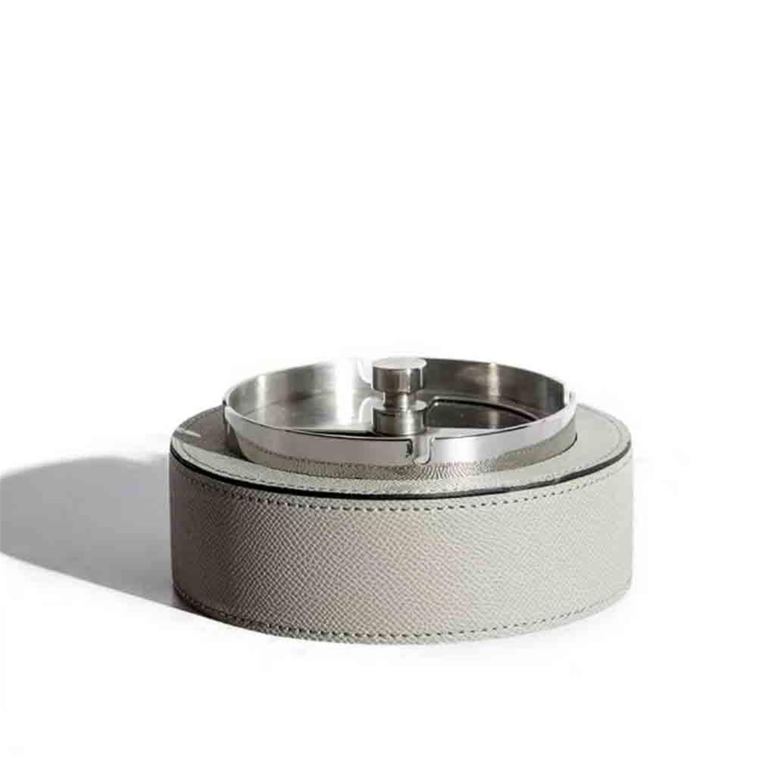 Cigarettes Ashtrays Leather Stainless Steel Ashtray for Decoration Hotel(Gris)