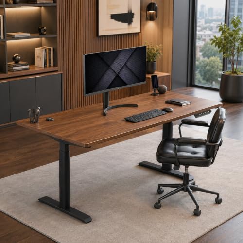 Image of Heavy Duty Dual Motor Electric Sit Stand Desk Frame, Black Desk Base Only | 264 lb Capacity, Ultra-Quiet Height Adjustment, Fits Up to 70 inch x 32 inch Tabletops, 3 Memory Presets, Oval Standing Desk Legs