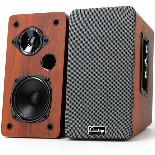 cinnkeyi 50W AC-Betriebene Regallautsprecher, Passive 2.0 Computerlautsprecher mit Bluetooth/RCA/AUX/USB-Anschlüssen, Lautsprecher für TV/PC/Laptop/Plattenspieler mit kraftvollem Bass