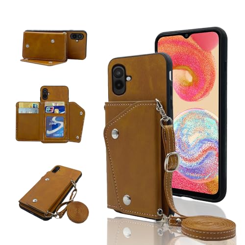 ELISORLI Funda tipo cartera para Samsung Galaxy A05 con correa cruzada para el hombro y soporte, de piel, ranura para tarjetas de crédito, monedero móvil, accesorios para celulares, Ao5 A 05, niñas,