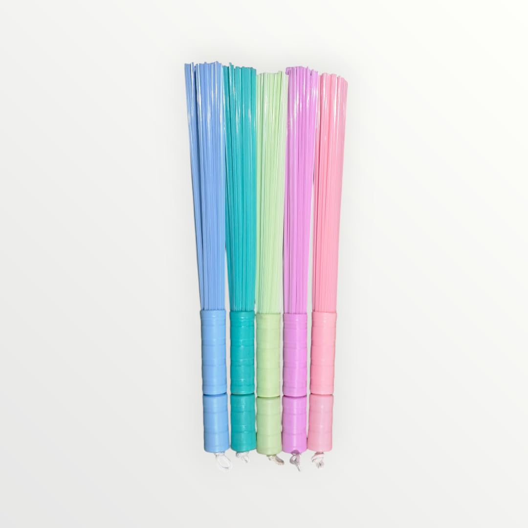 Plastic Broom for Bathroom Large 23 inch for Toilet, Kitchen & Home Floor Cleaning | Long Handle Plastic Jhadu with 60 Sticks, Multicolour, Pack of 1 (23 inch)-image-49
