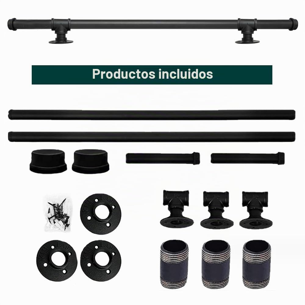 Pasamanos Escalera Exterior 4M Negro - Barandilla Interiores de Hierro Forjado Antideslizante para Pared y Loft - Tubería para Ancianos
