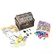 AiFanS Pirate Treasure Chest for Kids,Treasure Box with 320 Treasure Gold Coins and Gems/Jewels- Perfect for Pirate Themed Parties and Games