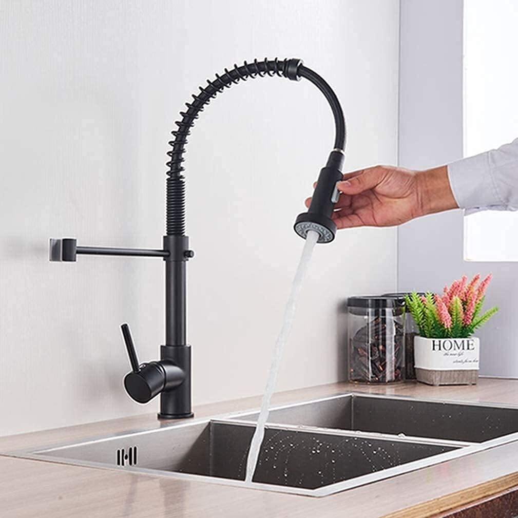 BHFPFZA Brushed el Kitchen Faucet Single Handle 360° Swivel Mixer Tap Hot & Cold Water Sink Faucet for Modern Kitchens & Slish Design