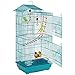 Yaheetech Cage Oiseaux Intérieur 46 x 35,5 x 99 cm avec Poignée avec 3 Jouets 4 Mangeoires 3 Perchoirs 1 Swing Bleu Sarcelle