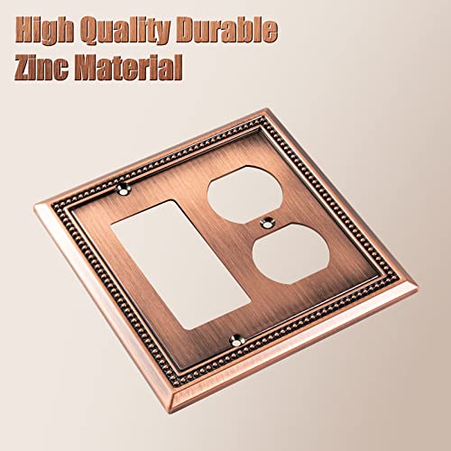 Image of Henne Bery Sunken Pearls Heavy Duty Decorative Wall Plate Switch Plate Outlet Cover (Decorator /Duplex, Antique Copper)