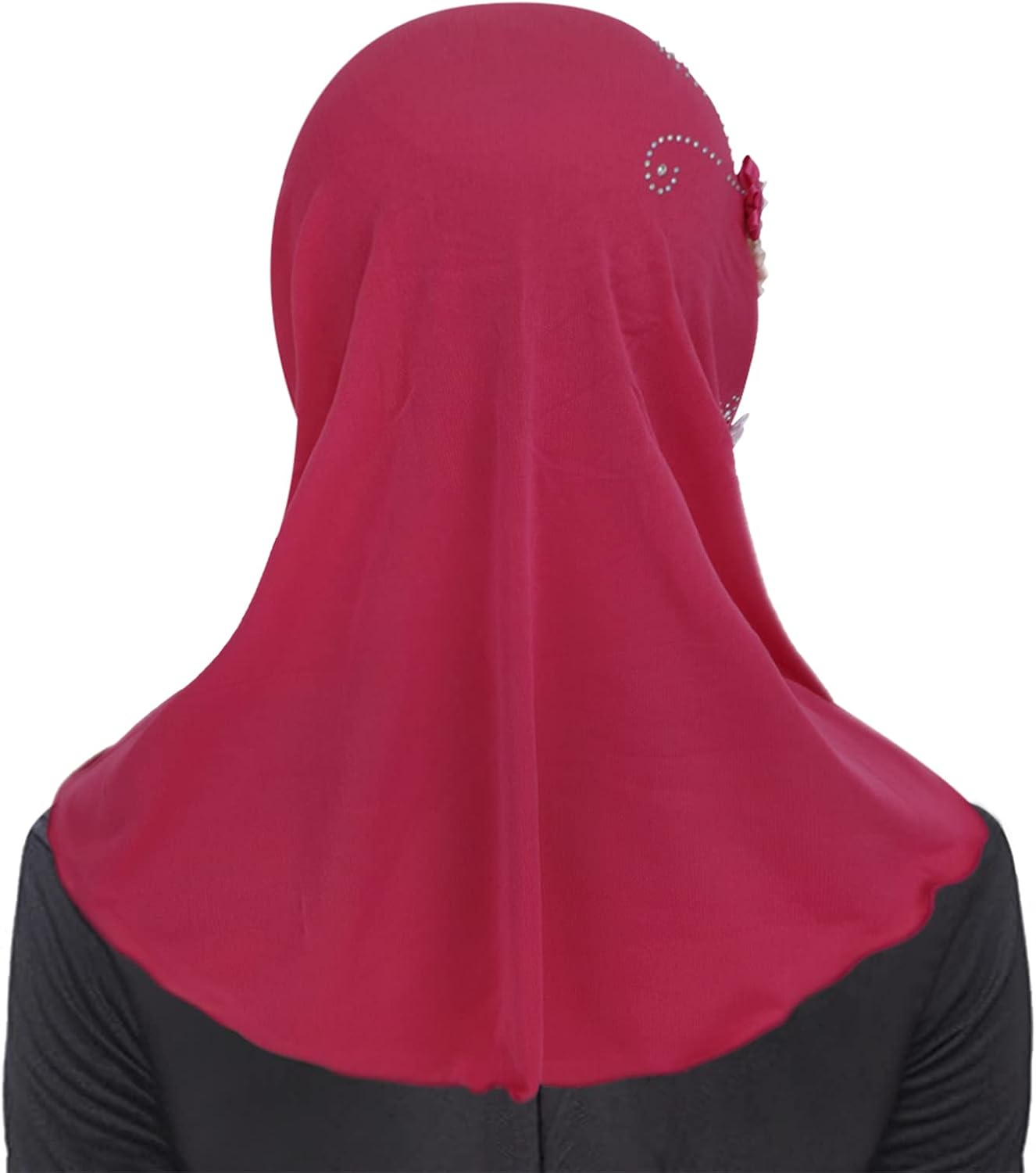 FakeFace Hijab Enfant Fille - Écharpe Musulmane Fleurie 50x30cm - Voile Léger Été - Pour Fillettes 2-7 Ans