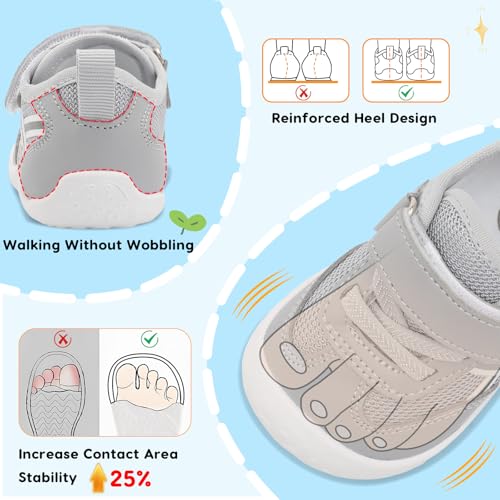 Image of Scurtain Baby Shoes Boy Girl First Walking Shoe Infant Crib Breathable Sneakers Lightweight Barefoot Shoes for Babies